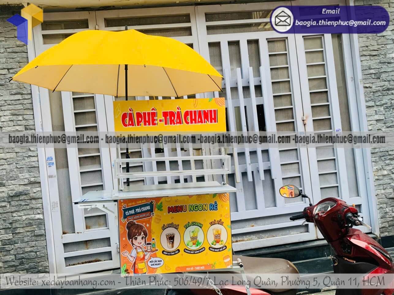 Báo giá thùng bán trà chanh dạo xếp gọn lắp xe máy mở rộng điểm bán