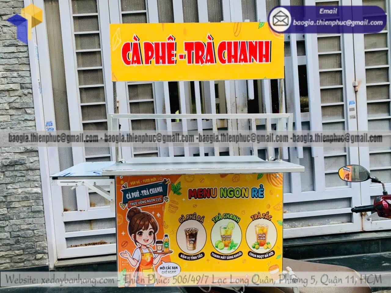 Báo giá thùng bán trà chanh dạo xếp gọn lắp xe máy