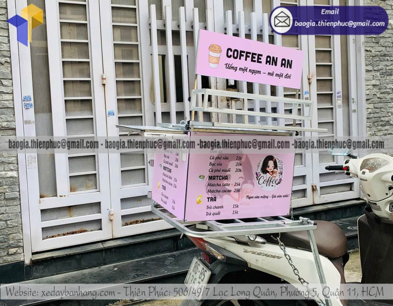 Đặt mẫu thùng xếp pha chế cafe dạo lắp sau xe máy theo menu theo xe theo nhu cầu