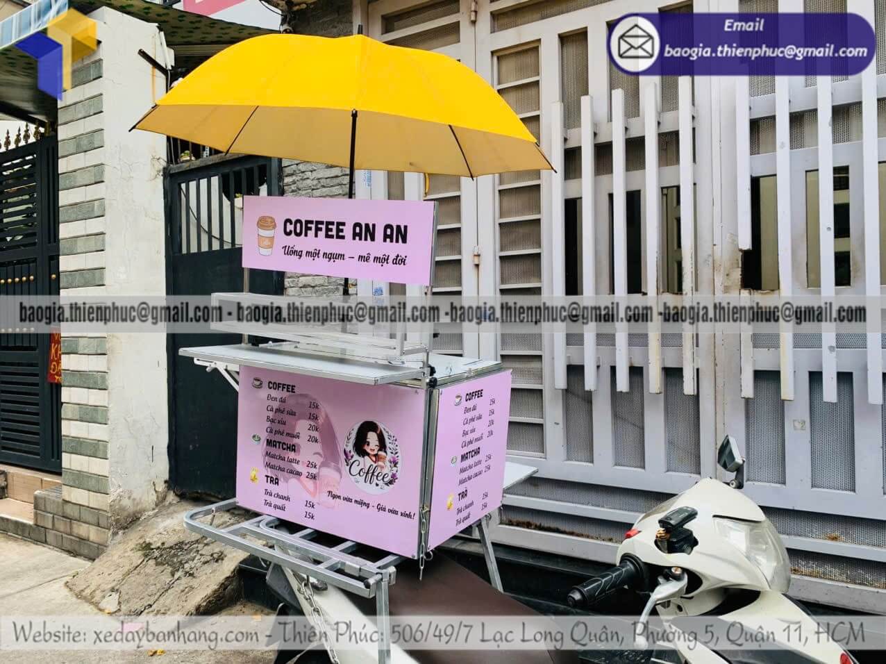 Đặt mẫu thùng xếp pha chế cafe dạo lắp sau xe máy thiết kế theo menu nhanh chóng