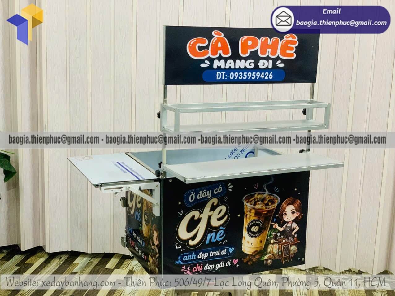 Đặt làm thùng xếp bán cafe gắn xe máy hàng rong kinh doanh bán sáng tphcm