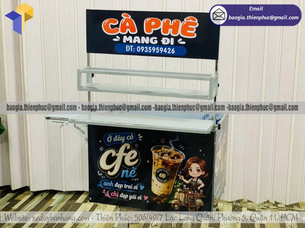 Đặt làm thùng xếp bán cafe gắn xe máy hàng rong thêm kênh bán hàng lưu động tại TPHCM