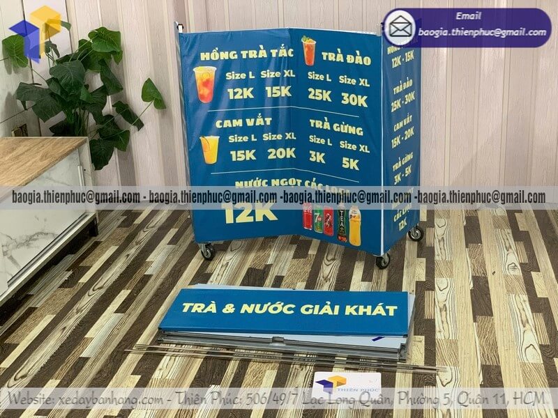 Mẫu quầy bán nước giải khát nhỏ hàng rong gấp gọn lắp ráp 1 phút kinh doanh vỉa hè