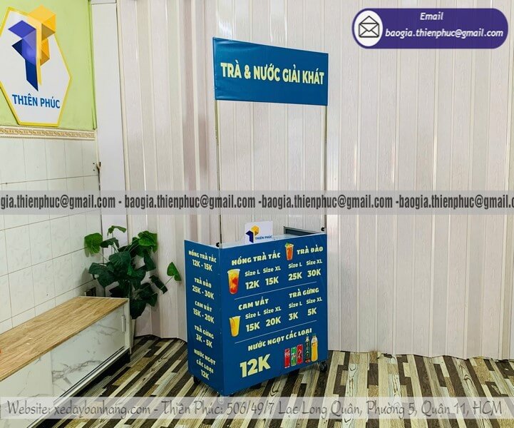 Mẫu quầy bán nước giải khát nhỏ hàng rong gấp gọn bán hàng nhanh thu hồi vốn