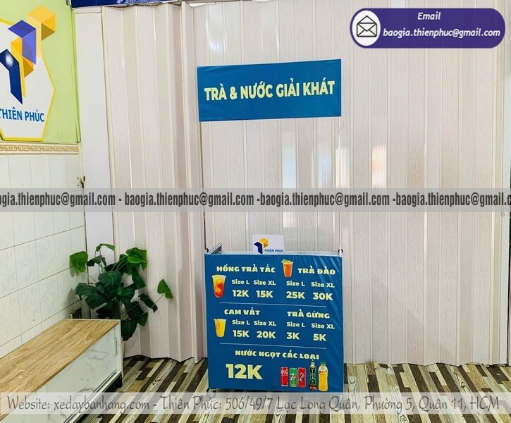 Mẫu quầy bán nước giải khát nhỏ hàng rong gấp gọn