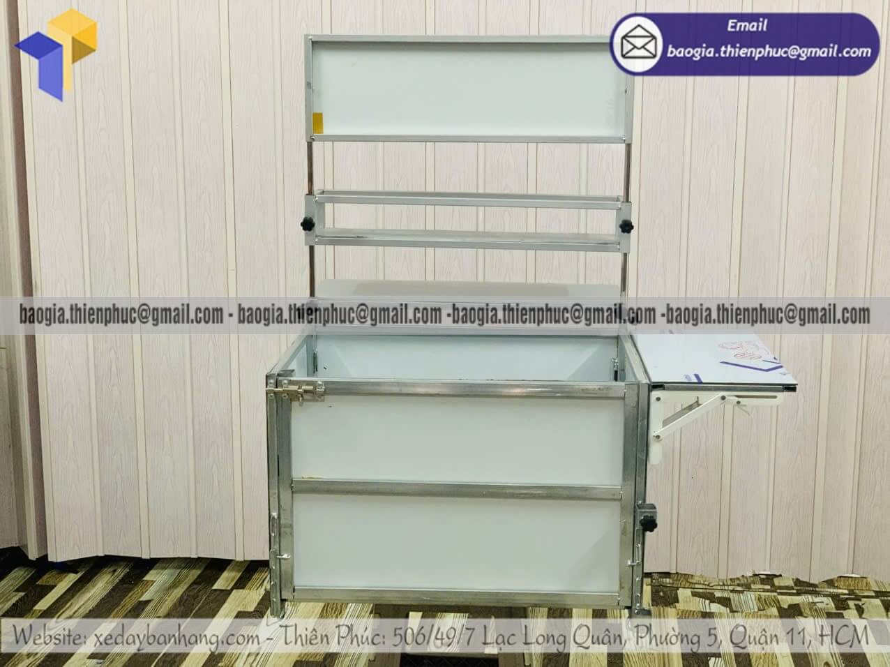 Mẫu thùng xếp đựng bán bánh lắp ráp gắn trên xe máy cho người kinh doanh cà phê ăn sáng