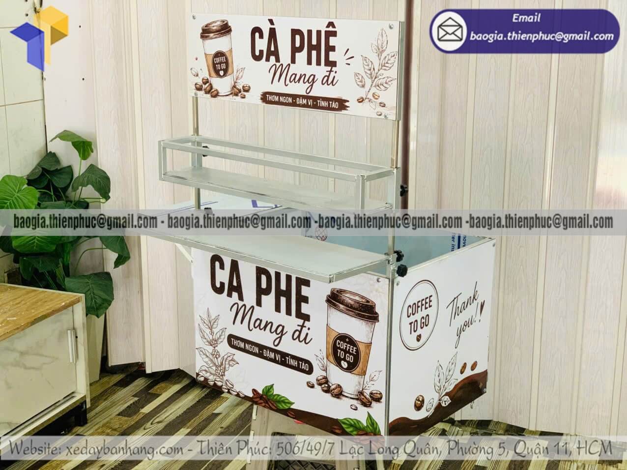 Mẫu thùng xếp gọn bán cafe dạo lắp trên xe máy chạy khắp nơi bán cực tiện