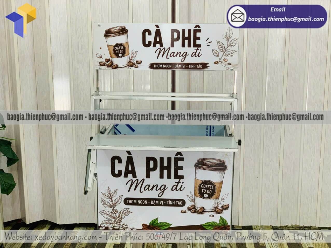 Mẫu thùng xếp gọn bán cafe dạo lắp trên xe máy