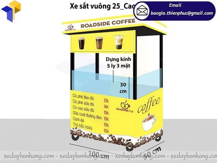 mô hình tủ kiếng bán cà phê