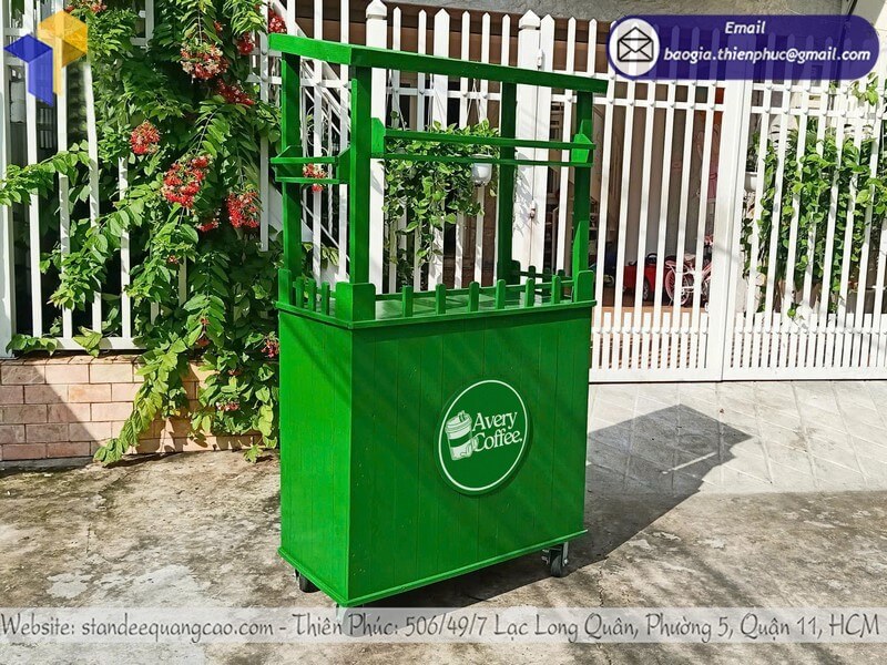 Nhận làm quầy gỗ bán cafe take away đẩy di động giá rẻ tiện cho nhân viên và văn phòng