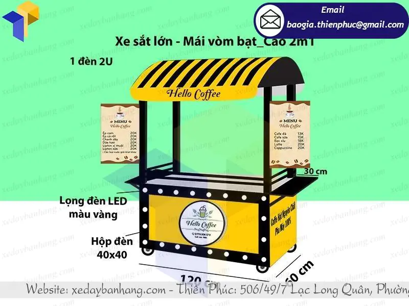 sản xuất quầy sắt bán cafe nguyên chất
