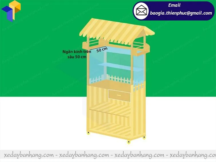 thiết kế tủ đẩy gỗ bán nước ép
