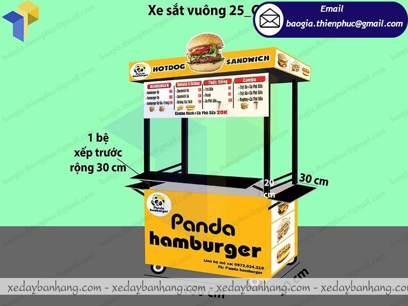 thiết kế xe đẩy bán hamburger đẹp