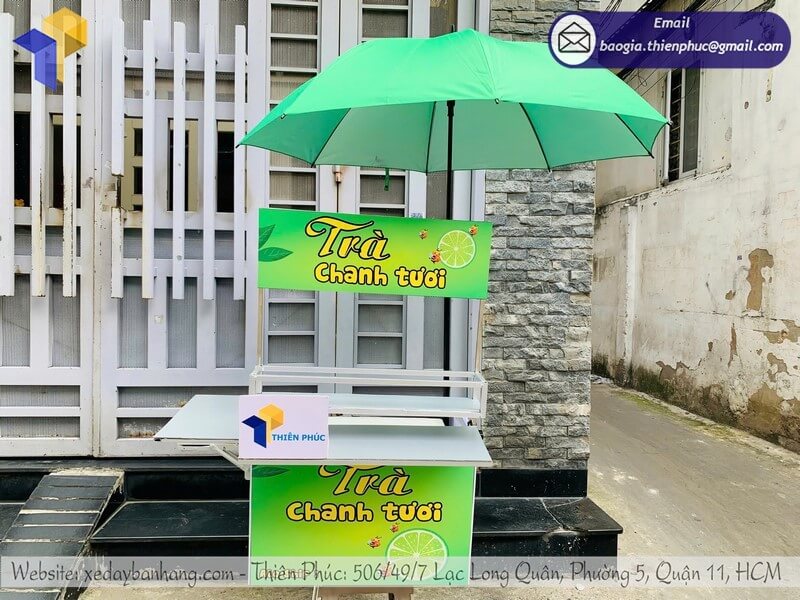 thùng bán trà chanh xe máy kèm dù