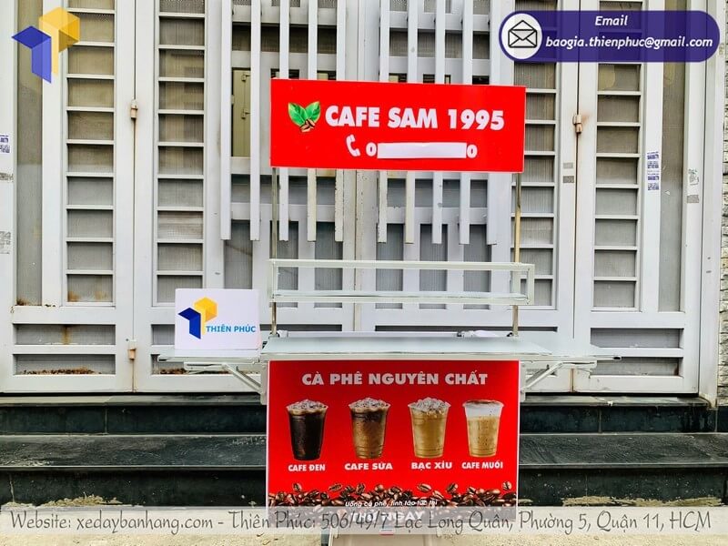 Mua thùng cafe gắn sau xe kèm dù vỉa hè