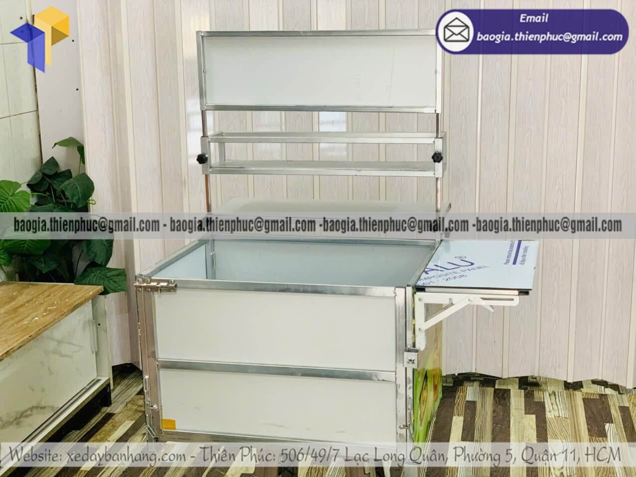 Thùng đựng bán trà chanh dạo xếp gọn lắp gắn xe máy bình dương đồng nai xưởng gia công