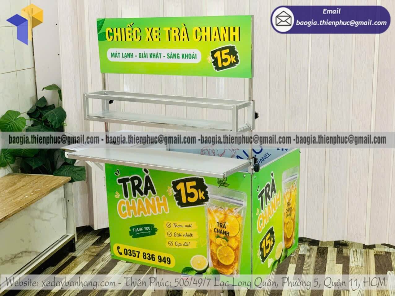 Thùng đựng bán trà chanh dạo xếp gọn lắp gắn xe máy yêu cầu bán vỉa hè lề đường