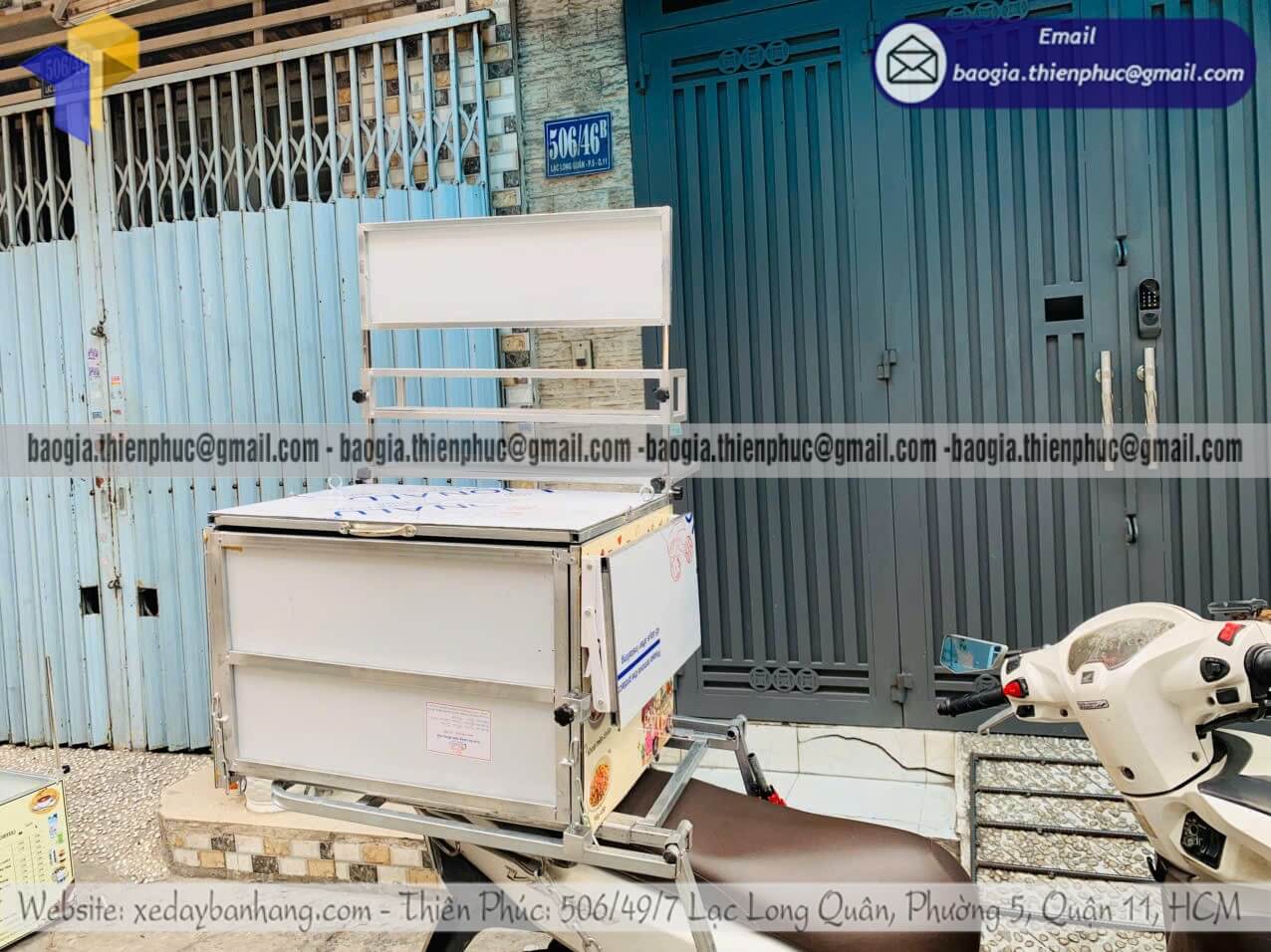 Thùng lắp ráp bán đồ ăn vặt chạy bán rong gắn xe máy cho shop đồ ăn vặt take away