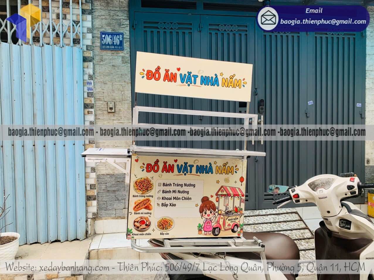 Thùng lắp ráp bán đồ ăn vặt chạy bán rong gắn xe máy
