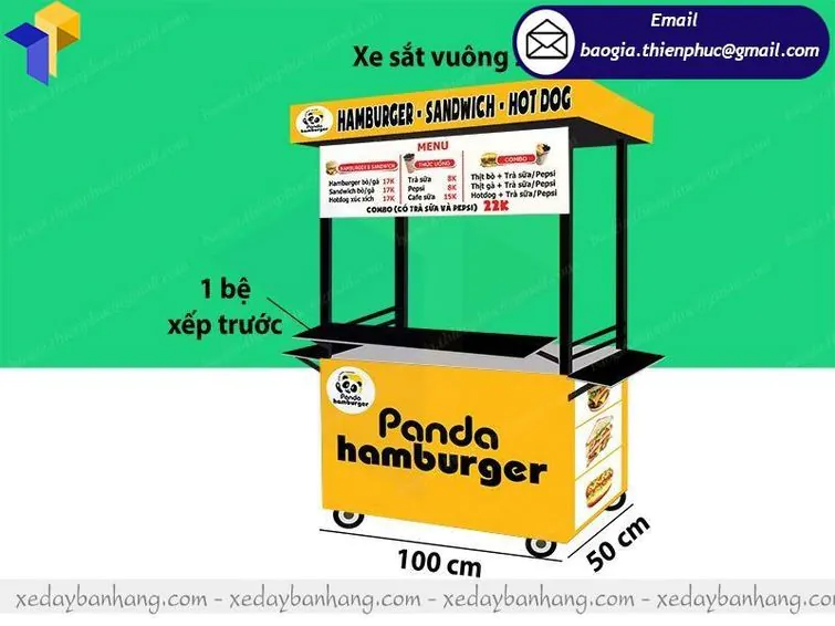 thiết kế xe bán bánh mì hamburger mang về