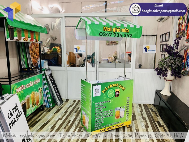 xe gấp gọn bán cà phê