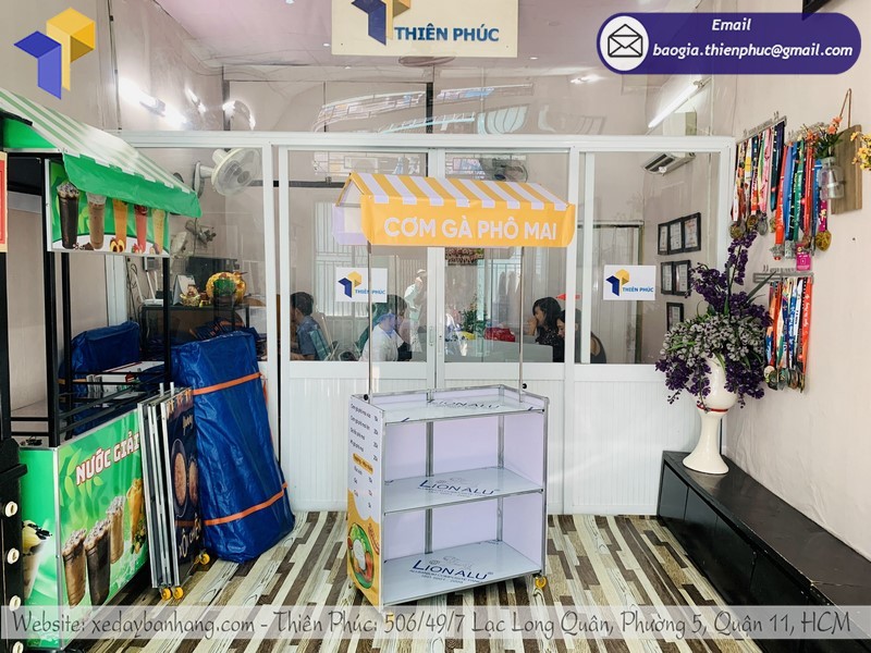 xe bán cơm gà gấp gọn đẹp