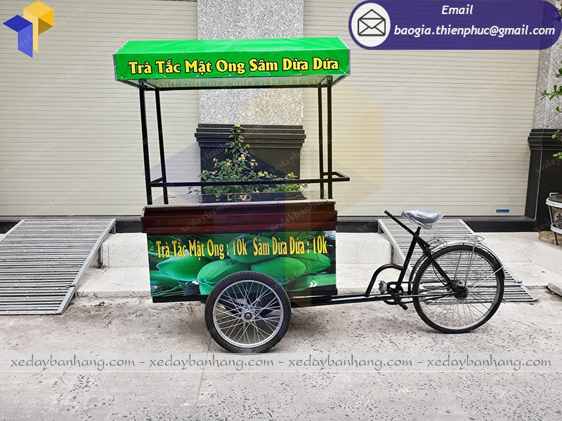 Xe Bike Bán Cafe Di Động Thiết Kế Mái Che Tiện Lợi, Hiện Đại