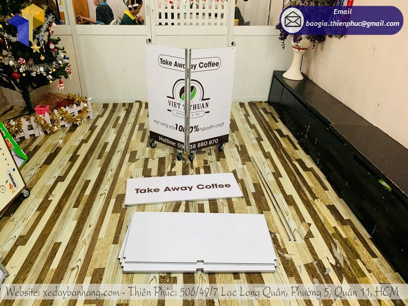 Xe gấp gọn bán cafe 