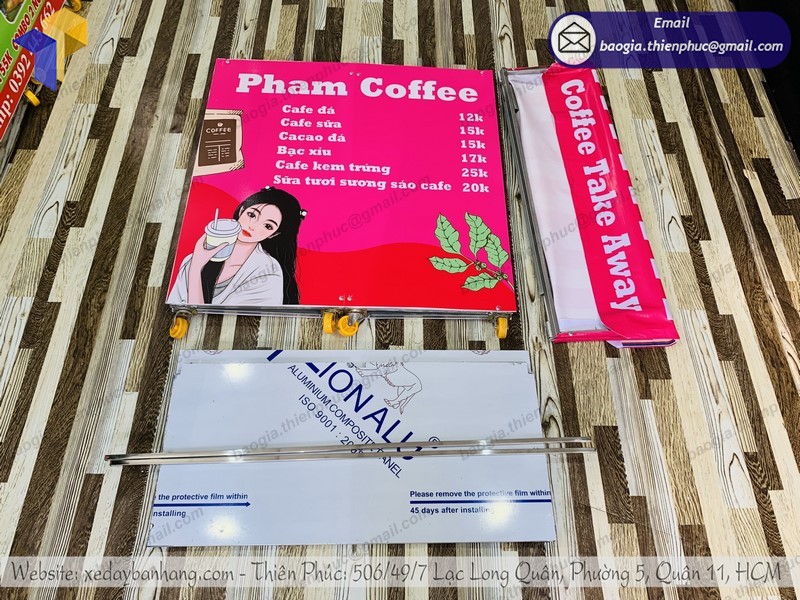 xe gấp gọn bán cà phê