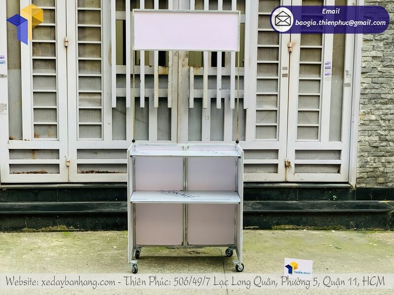 Xưởng bán kệ đồ ăn có bánh xe gấp gọn di động phù hợp cho quán cafe, bánh