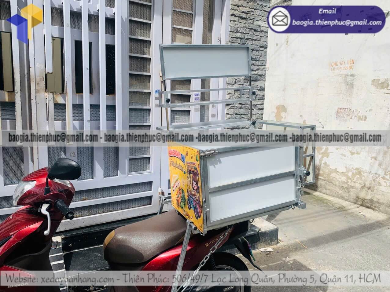 Xưởng sản xuất thùng xếp bán bánh gấp gọn gắn xe máy cho người trẻ starup đồ ăn xịn