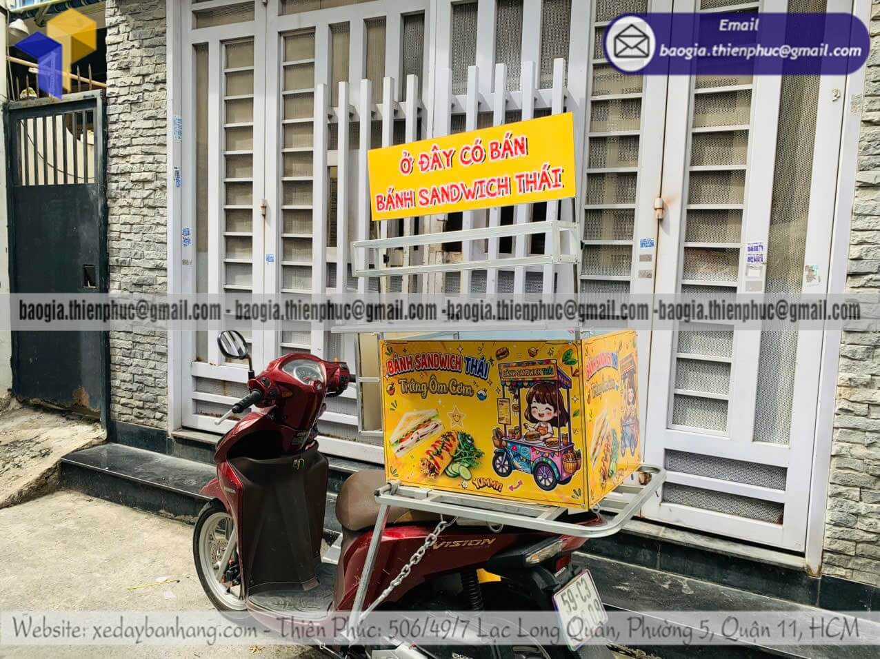Xưởng sản xuất thùng xếp bán bánh gấp gọn gắn xe máy cất giữ cho người bán thường xuyên