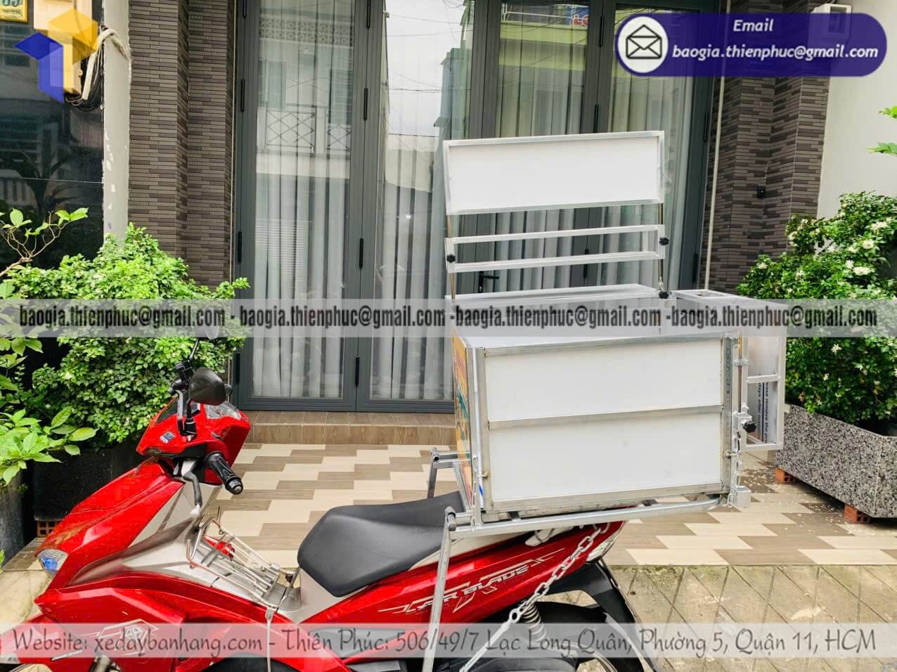 Xưởng sản xuất thùng xếp bán đồ ăn dạo gắn xe máy thiết kế mẫu bán hàng độc quyền